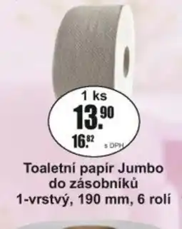 Adam Toaletní papír Jumbo do zásobníků 1-vrstvý, 190 mm, 6 rolí nabídka