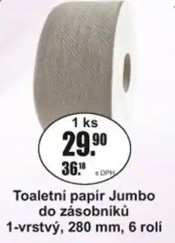 Adam Toaletní papír Jumbo do zásobníků 1-vrstvý, 280 mm, 6 rolí nabídka