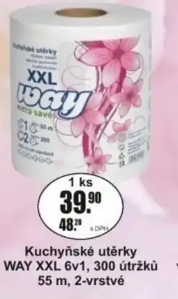 Adam Kuchyňské utěrky WAY XXL 6v1, 300 útržků 55 m, 2-vrstvé nabídka