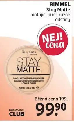 Rossmann RIMMEL Stay Matte matující pudr nabídka