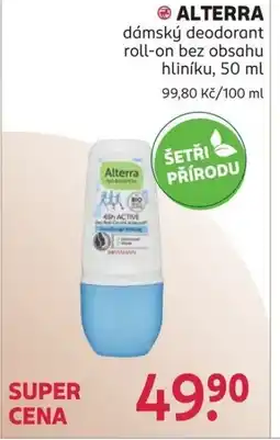 Rossmann ALTERRA dámský deodorant roll-on bez obsahu hliníku nabídka