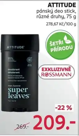 Rossmann ATTITUDE pánský deo stick nabídka