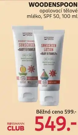 Rossmann WOODENSPOON opalovací tělové mléko, SPF 50 nabídka