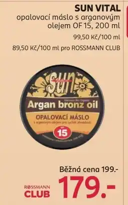 Rossmann SUN VITAL opalovací máslo s arganovým olejem OF 15 nabídka