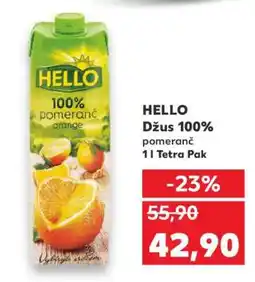 Kaufland HELLO Džus 100% pomeranč 1l Tetra Pak nabídka