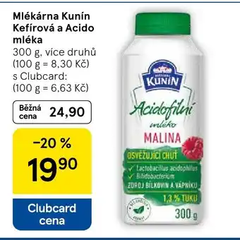 Tesco Mlékárna Kunín Kefírová a Acido mléka nabídka