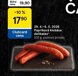 Tesco Papriková klobása delikates nabídka