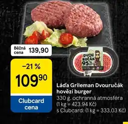 Tesco Láďa Grileman Dvouručák hovězí burger nabídka