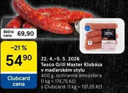 Tesco Tesco Grill Master Klobása v maďarském stylu nabídka
