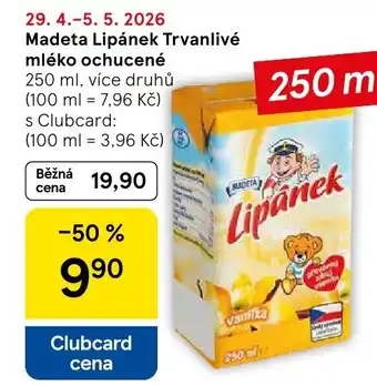 Tesco Madeta Lipánek Trvanlivé mléko ochucené nabídka
