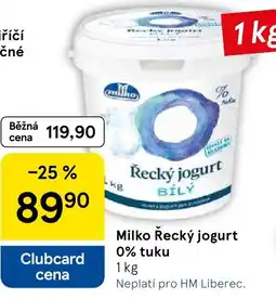 Tesco Milko Řecký jogurt 0% tuku nabídka