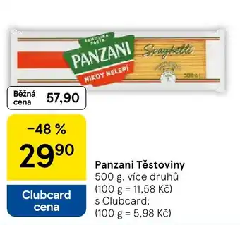 Tesco Panzani Těstoviny nabídka