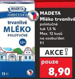 Kaufland MADETA Mléko trvanlivé polotučné nabídka