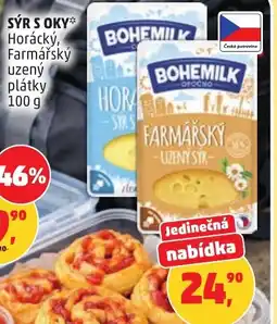 Penny Market BOHEMILK Sýr s oky horácký, farmářský uzený plátky nabídka