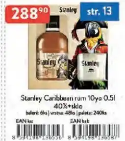 Qanto Stanley Caribbean rum 10yo 40%+sklo nabídka