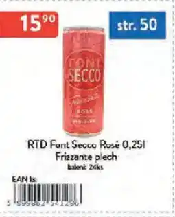 Qanto RTD Font Secco Rosé Frizzante plech nabídka