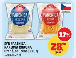 Penny Market SÝR PARENICA KARLOVA KORUNA uzená, neuzená nabídka