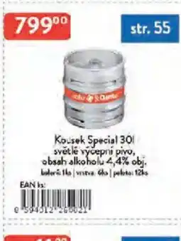 Qanto Kousek Special světlé výčepní pivo, obsah alkoholu 4,4% obj. nabídka