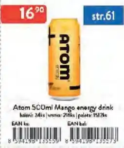 Qanto Atom Mango energy drink nabídka