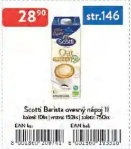 Qanto Scotti Barista ovesný nápoj nabídka