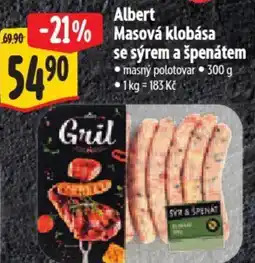 Albert Albert Masová klobása se sýrem a špenátem nabídka