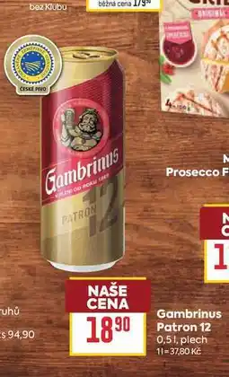 Billa Gambrinus Patron 12 0,51, plech nabídka