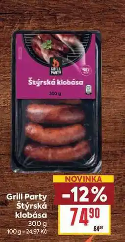 Billa Grill Party Štýrská klobása nabídka
