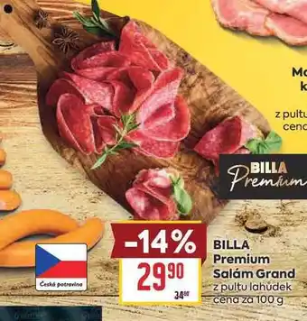 Billa BILLA Premium Salám Grand z pultu lahůdek cena za nabídka
