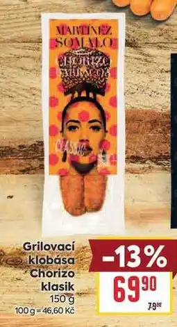 Billa Grilovací klobása Chorizo klasik nabídka