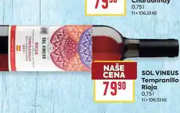 Billa SOL VINEUS Tempranillo Rioja nabídka