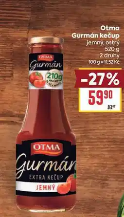 Billa Otma Gurmán kečup jemný, ostrý nabídka