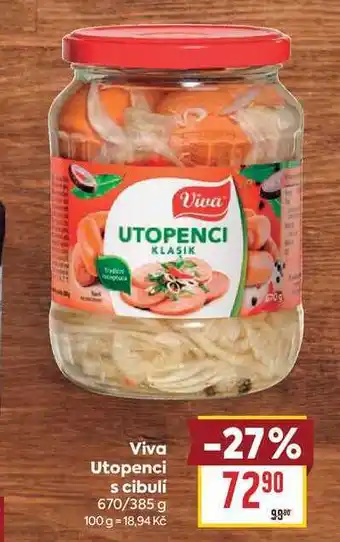 Billa Viva Utopenci s cibulí 670/385 g nabídka