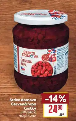 Billa Srdce domova Červená řepa kostky 670/340 g nabídka