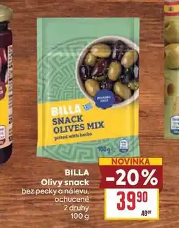 Billa BILLA Olivy snack bez pecky a nálevu, ochucené 2 druhy nabídka