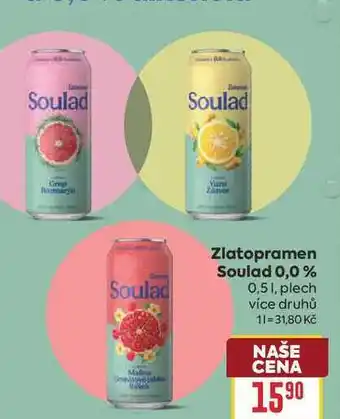 Billa Zlatopramen Soulad 0,0% 0,5l, plech nabídka