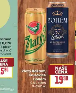 Billa Zlatý Bažant, Krušovice Bohém 0,51, plech nabídka