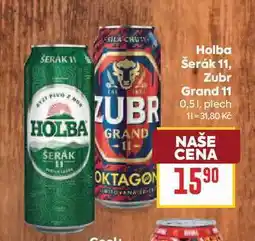 Billa Holba Šerák 11, Zubr Grand 11 0,51, plech nabídka