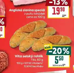 Billa Vita selský rohlík 1 ks nabídka