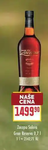 Billa Zacapa Solera Gran Reserva nabídka