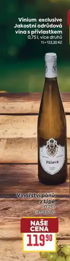 Billa Jakostní odrůdová vína s přívlastkem nabídka