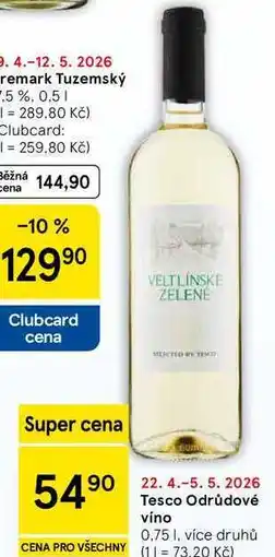 Tesco Tesco Odrůdové víno, 0,75 l, více druhů nabídka