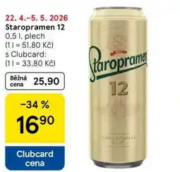 Tesco Staropramen 12, 0.5 l, plech nabídka