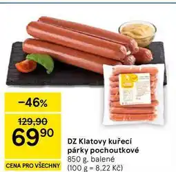 Tesco DZ Klatovy kuřecí párky pochoutkové, 850 g, balené nabídka