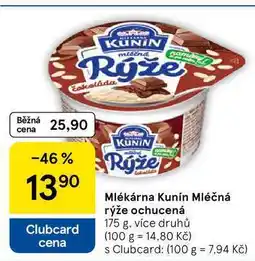 Tesco Mlékárna Kunín Mléčná rýže ochucená, 175 g, více druhů nabídka