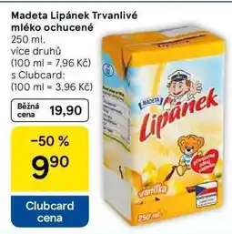 Tesco Madeta Lipánek Trvanlivé mléko ochucené nabídka