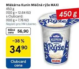 Tesco Mlékárna Kunín Mléčná rýže MAXI,0 nabídka