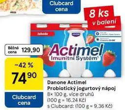 Tesco Danone Actimel Probiotický jogurtový nápoj, 8x 100 g, více druhů nabídka