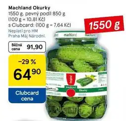 Tesco Machland Okurky, 1550 g. pevný podíl 850 g nabídka
