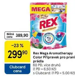 Tesco Rex Mega Aromatherapy Color Přípravek pro praní prádla, 60 PD, více druhů nabídka