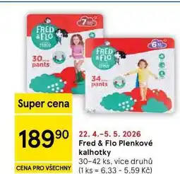 Tesco Fred & Flo Plenkové kalhotky, 30-42 ks, více druhů nabídka
